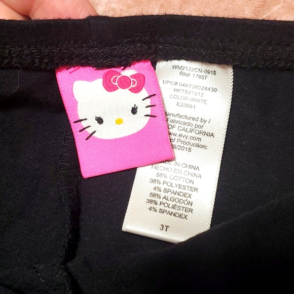 Black hello kitty capris pedal pushers for toddler girl 3T - Picture 2 of 3